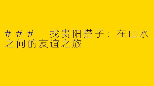 ### 找贵阳搭子：在山水之间的友谊之旅