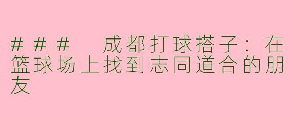 ### 成都打球搭子：在篮球场上找到志同道合的朋友