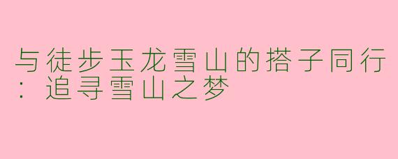 与徒步玉龙雪山的搭子同行：追寻雪山之梦