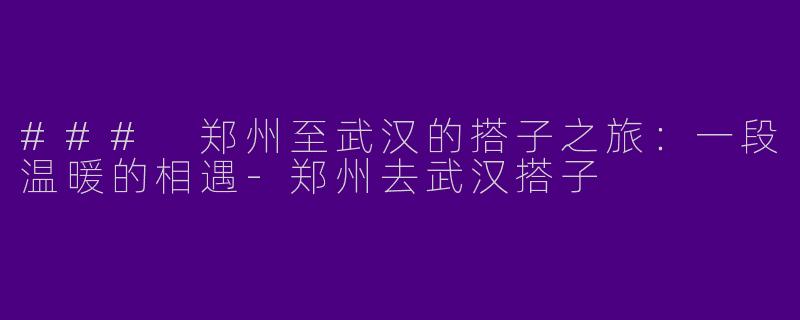 ### 郑州至武汉的搭子之旅：一段温暖的相遇-郑州去武汉搭子