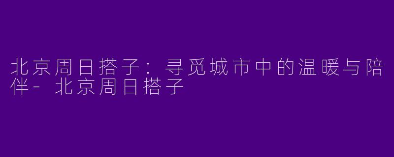 北京周日搭子：寻觅城市中的温暖与陪伴