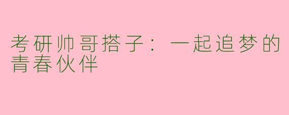 考研帅哥搭子：一起追梦的青春伙伴