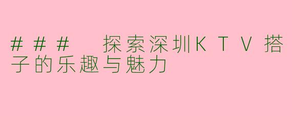 ### 探索深圳KTV搭子的乐趣与魅力