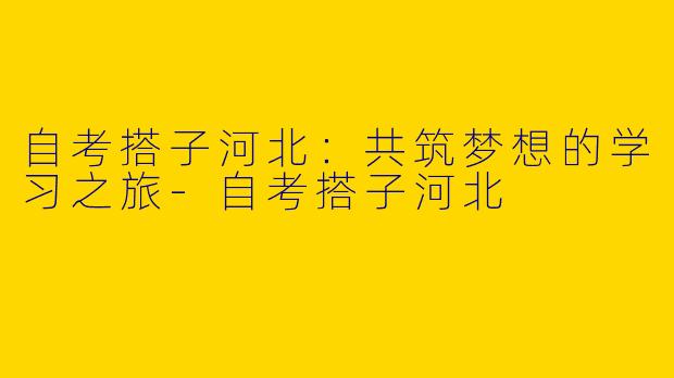 自考搭子河北：共筑梦想的学习之旅-自考搭子河北