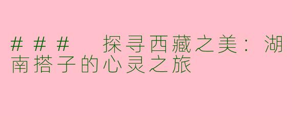 ### 探寻西藏之美：湖南搭子的心灵之旅