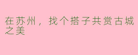 在苏州，找个搭子共赏古城之美