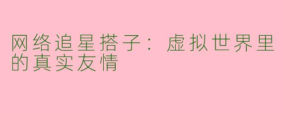网络追星搭子：虚拟世界里的真实友情