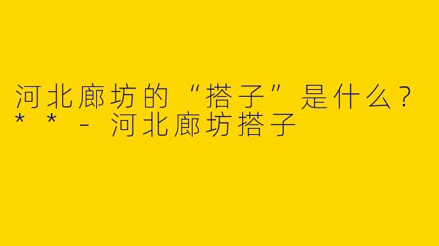 河北廊坊的“搭子”是什么?**