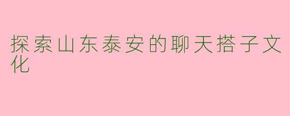 探索山东泰安的聊天搭子文化