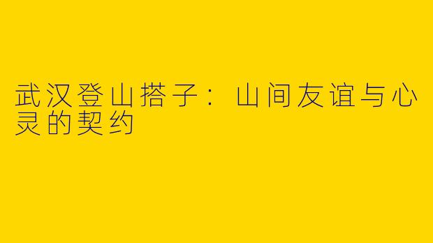 武汉登山搭子：山间友谊与心灵的契约
