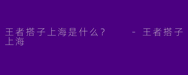 王者搭子上海是什么?