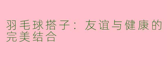 羽毛球搭子：友谊与健康的完美结合