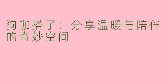 狗咖搭子：分享温暖与陪伴的奇妙空间