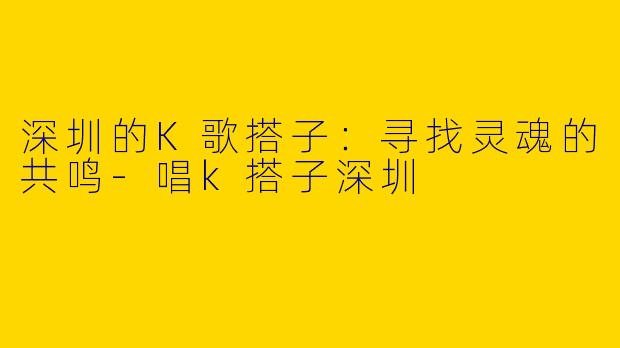 深圳的K歌搭子：寻找灵魂的共鸣-唱k搭子深圳