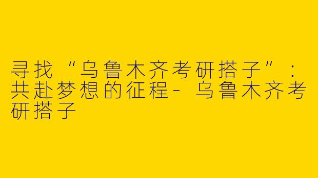 寻找“乌鲁木齐考研搭子”：共赴梦想的征程