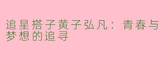追星搭子黄子弘凡：青春与梦想的追寻