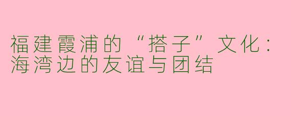 福建霞浦的“搭子”文化：海湾边的友谊与团结