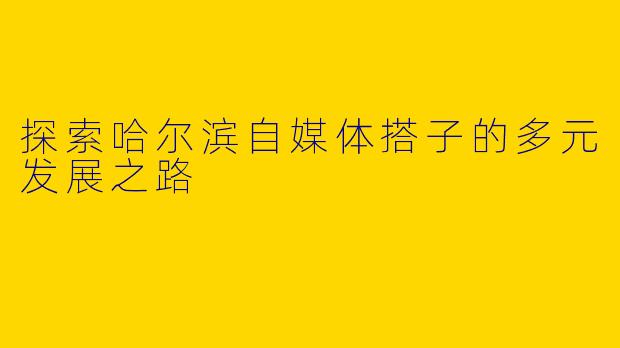 探索哈尔滨自媒体搭子的多元发展之路