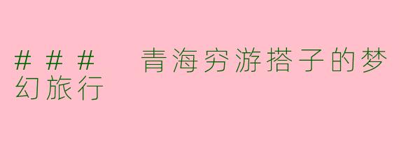 ### 青海穷游搭子的梦幻旅行