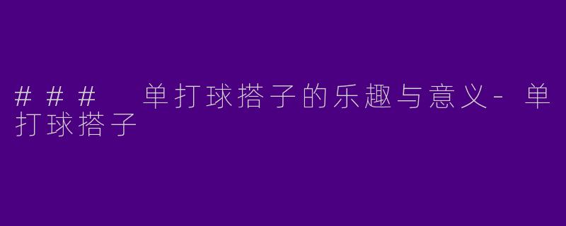 ### 单打球搭子的乐趣与意义-单打球搭子