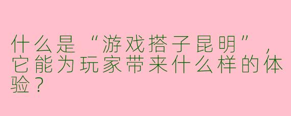 什么是“游戏搭子昆明”,它能为玩家带来什么样的体验?