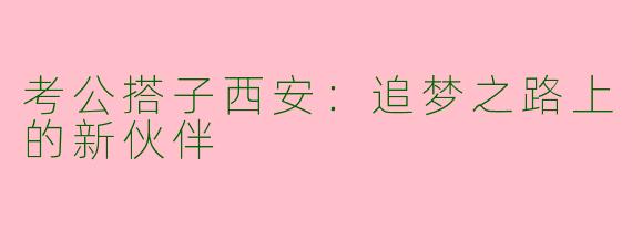 考公搭子西安：追梦之路上的新伙伴