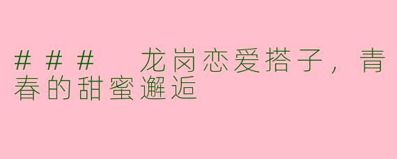 ### 龙岗恋爱搭子，青春的甜蜜邂逅
