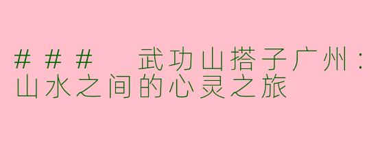 ### 武功山搭子广州：山水之间的心灵之旅
