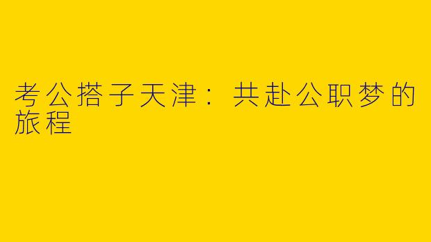 考公搭子天津：共赴公职梦的旅程