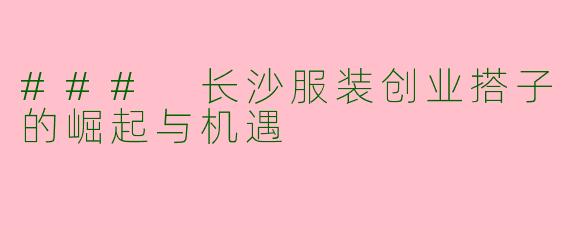 ### 长沙服装创业搭子的崛起与机遇