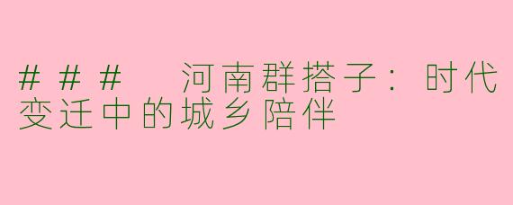 ### 河南群搭子：时代变迁中的城乡陪伴