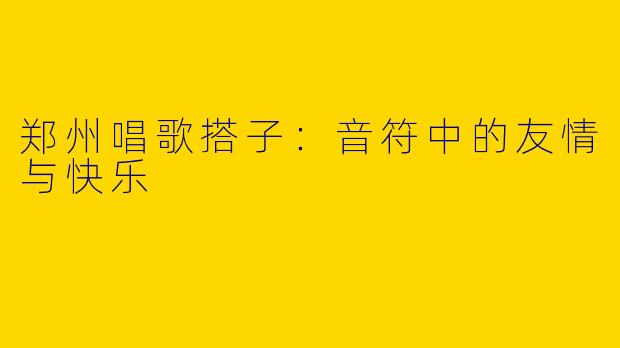郑州唱歌搭子：音符中的友情与快乐