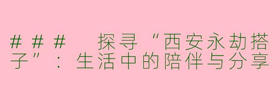 ### 探寻“西安永劫搭子”：生活中的陪伴与分享