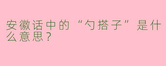 安徽话中的“勺搭子”是什么意思?