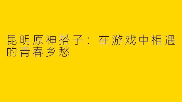 昆明原神搭子:在游戏中相遇的青春乡愁