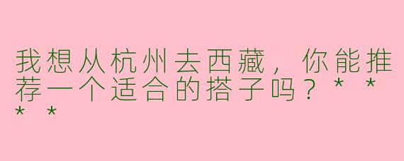 我想从杭州去西藏，你能推荐一个适合的搭子吗？****