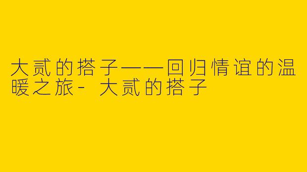 大贰的搭子——回归情谊的温暖之旅-大贰的搭子