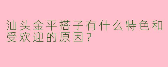 汕头金平搭子有什么特色和受欢迎的原因?