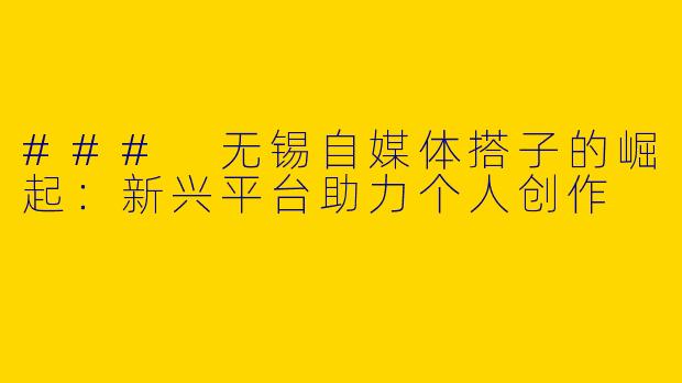 ### 无锡自媒体搭子的崛起：新兴平台助力个人创作