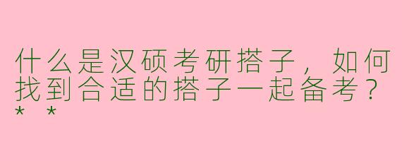 什么是汉硕考研搭子,如何找到合适的搭子一起备考?**