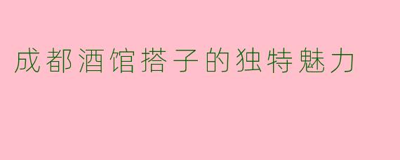 成都酒馆搭子的独特魅力