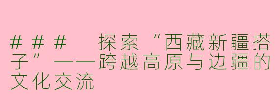 ### 探索“西藏新疆搭子”——跨越高原与边疆的文化交流