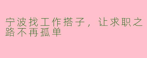 宁波找工作搭子,让求职之路不再孤单