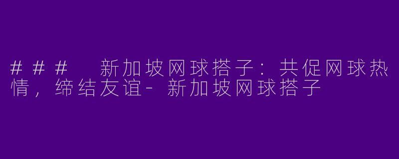 ### 新加坡网球搭子：共促网球热情，缔结友谊