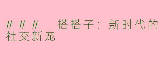 ### 搭搭子：新时代的社交新宠