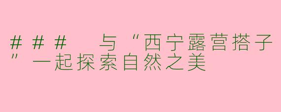 ### 与“西宁露营搭子”一起探索自然之美