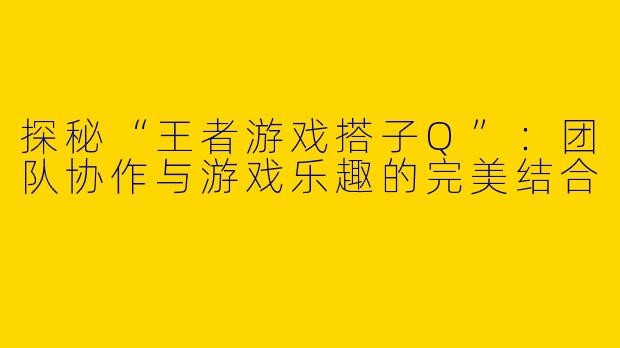 探秘“王者游戏搭子Q”：团队协作与游戏乐趣的完美结合