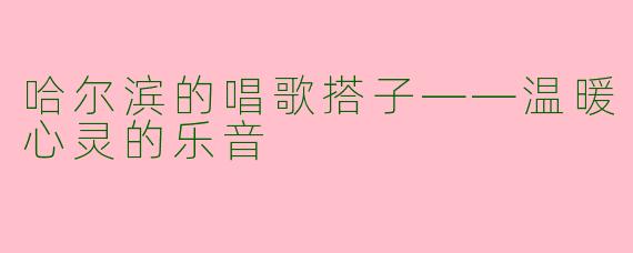哈尔滨的唱歌搭子——温暖心灵的乐音