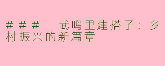 ### 武鸣里建搭子：乡村振兴的新篇章