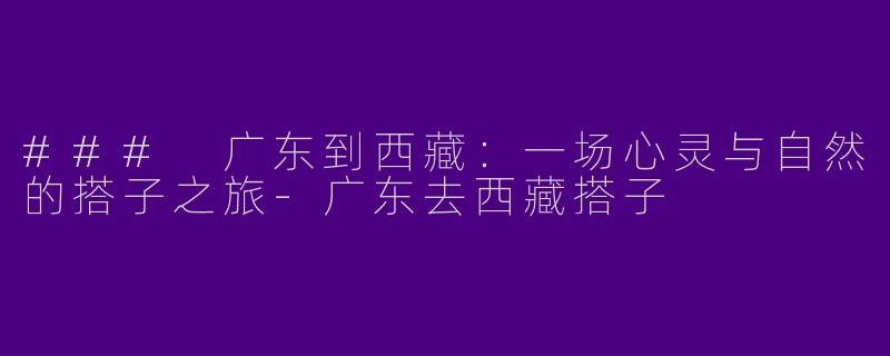 ### 广东到西藏：一场心灵与自然的搭子之旅